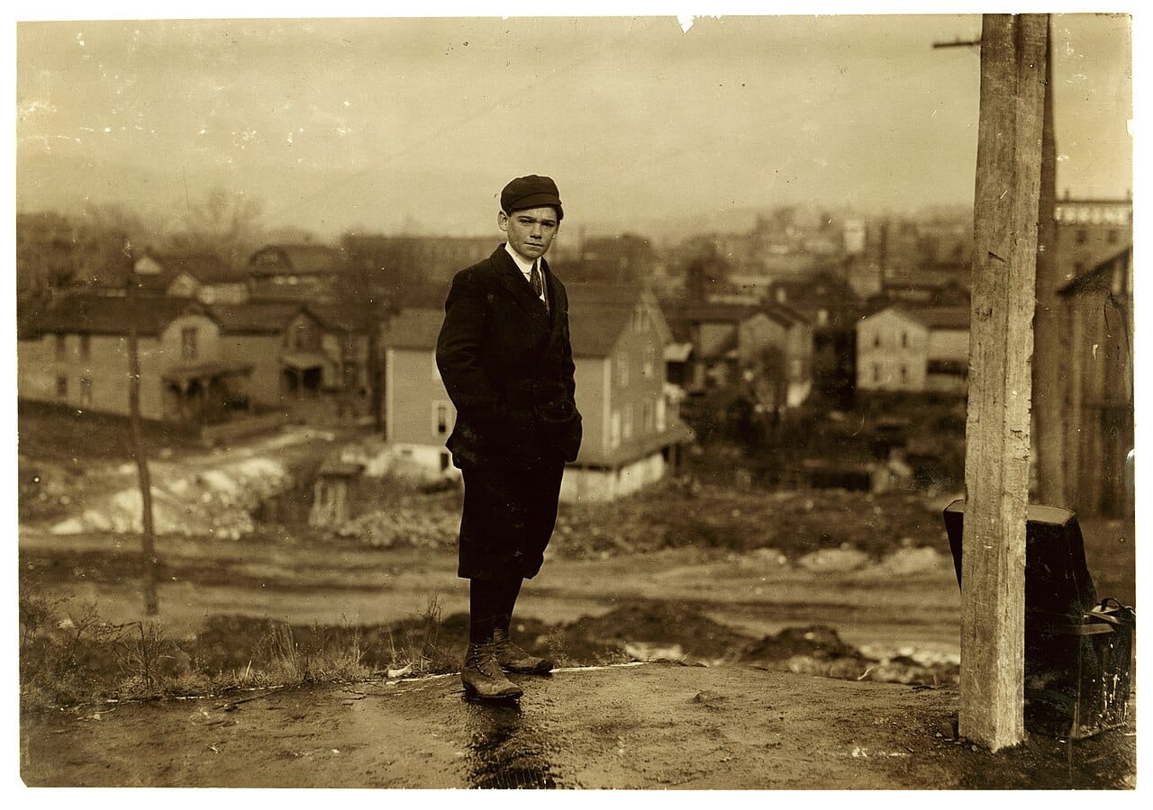 Lewis Hine's photograph of Jim McNulty, fifteen years old, a miner.