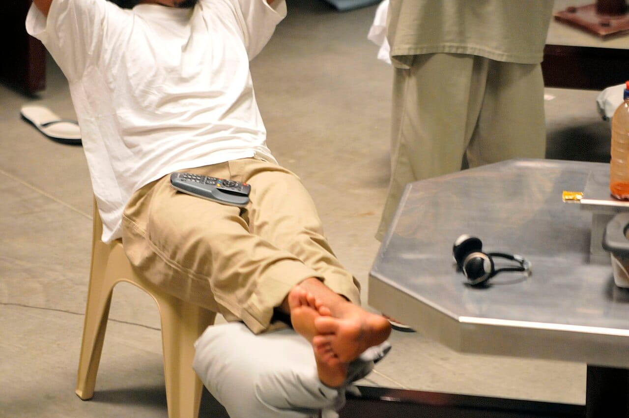 Detainee lounges in camp 6, Guantanamo