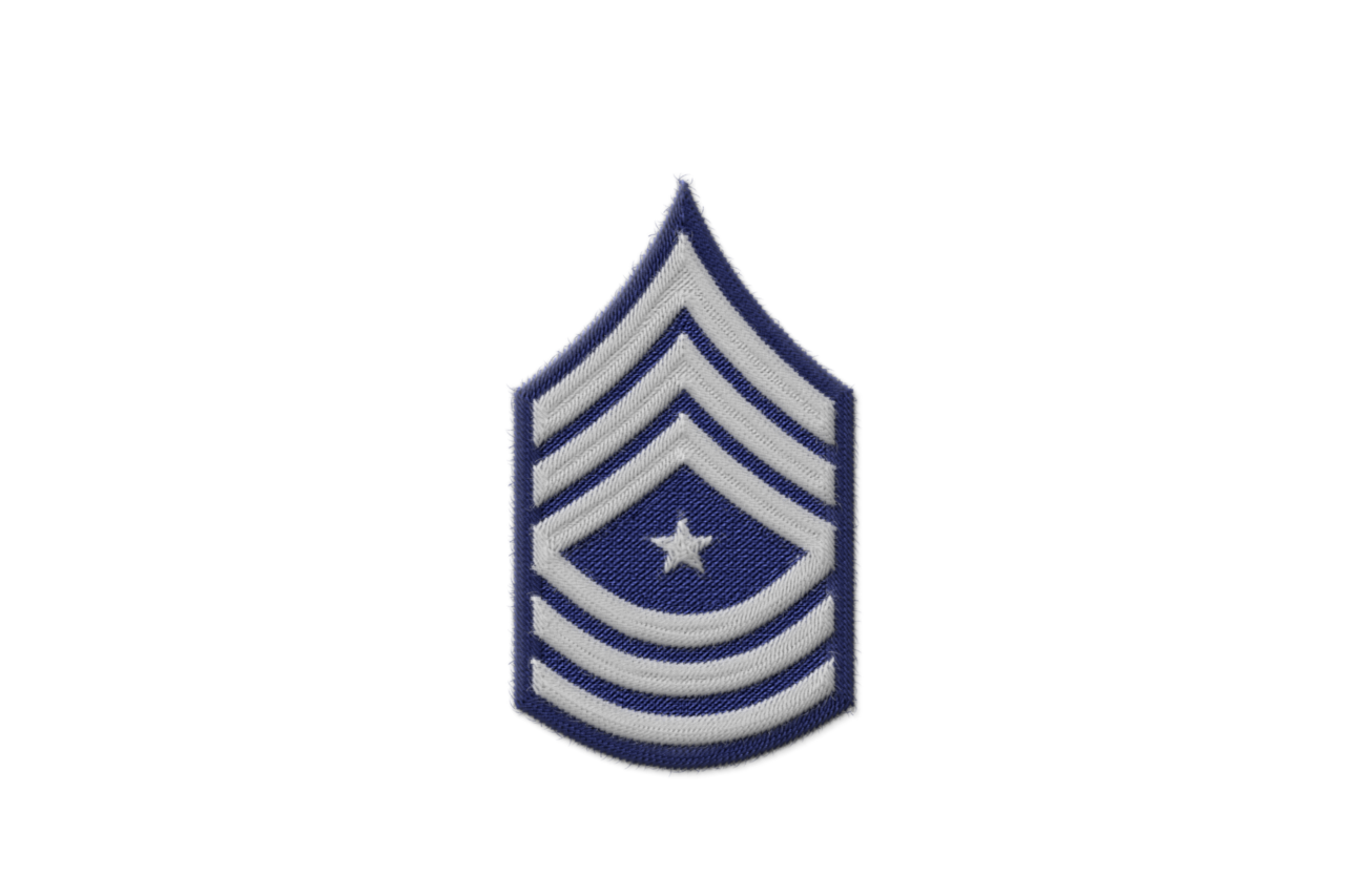 The senior grade: chevrons, rockers and a device between them.