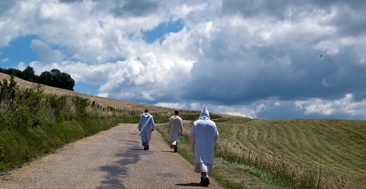 Monks of a Carthusian house photographed together.