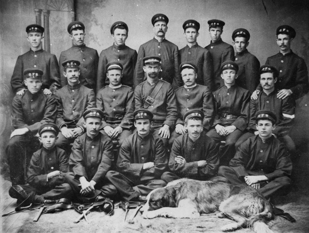 StateLibQld 1 91208 Members of the Queenton fire brigade, Charters Towers district, 1903