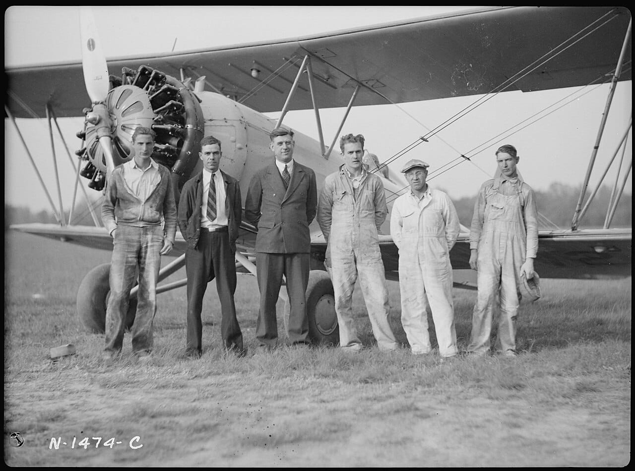 TVA Aircraft Ground Crew with Bi-Plane - NARA - 279907