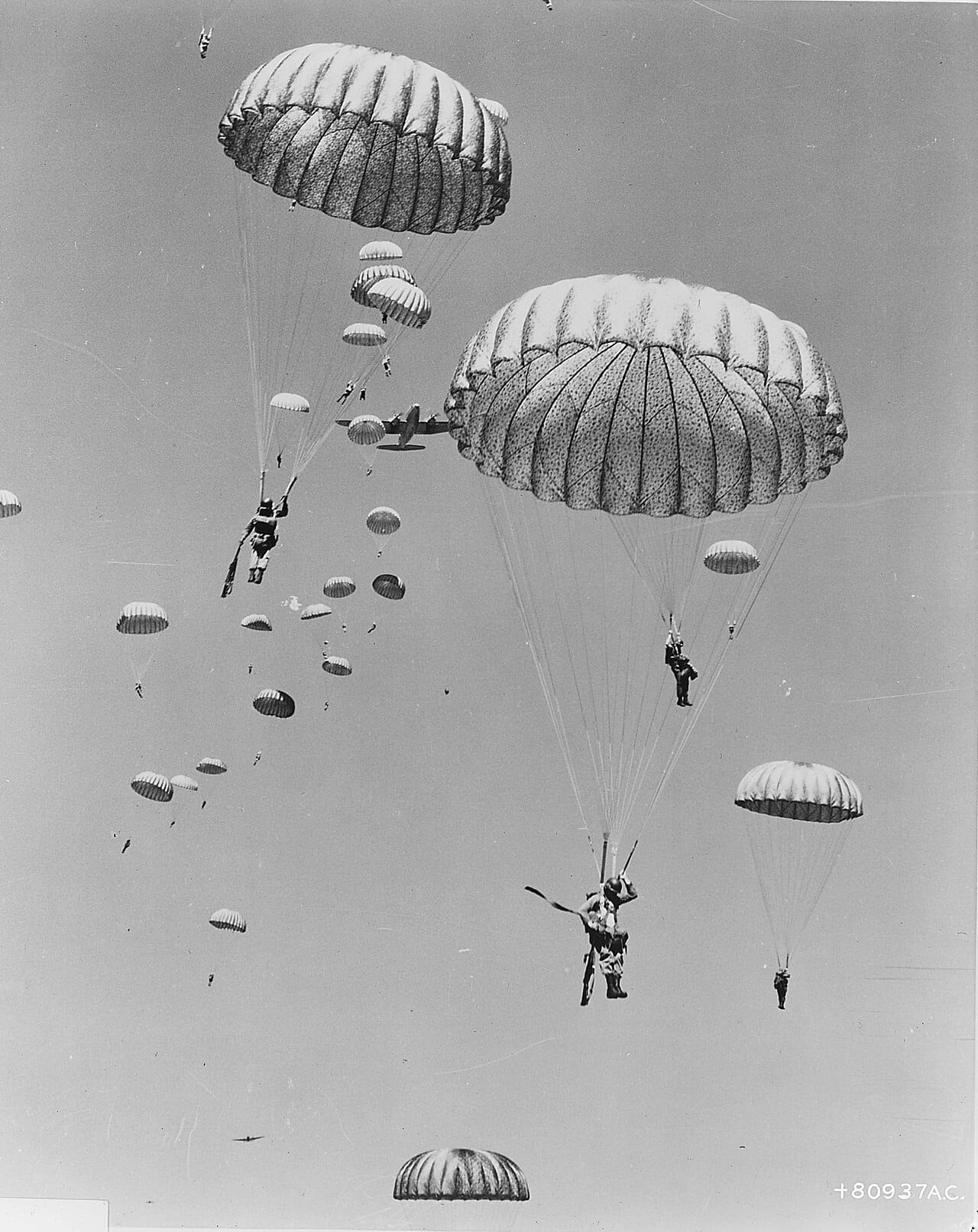 Air dropped by the 437th Troop Carrier Wing, paratroopers of the 187th Regimental Combat Team - NARA - 542238