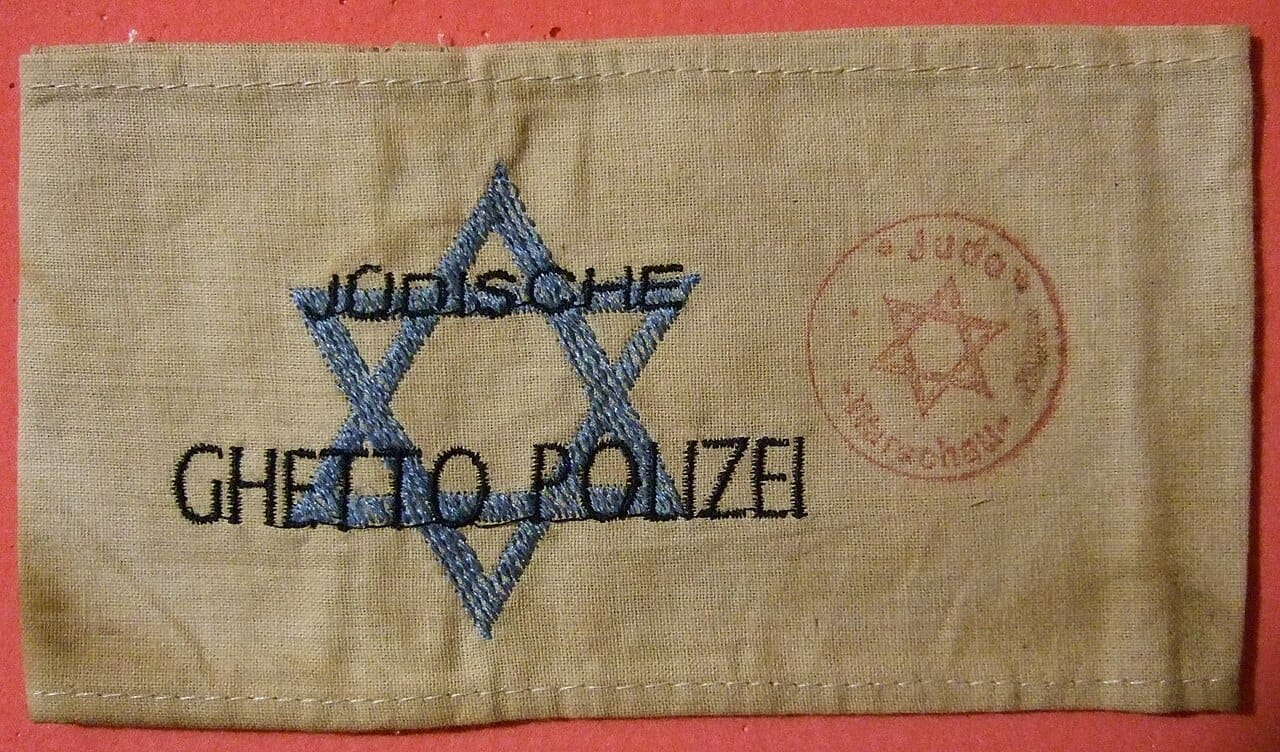 Jewish Warsaw Ghetto Police Arm Band early 1940s