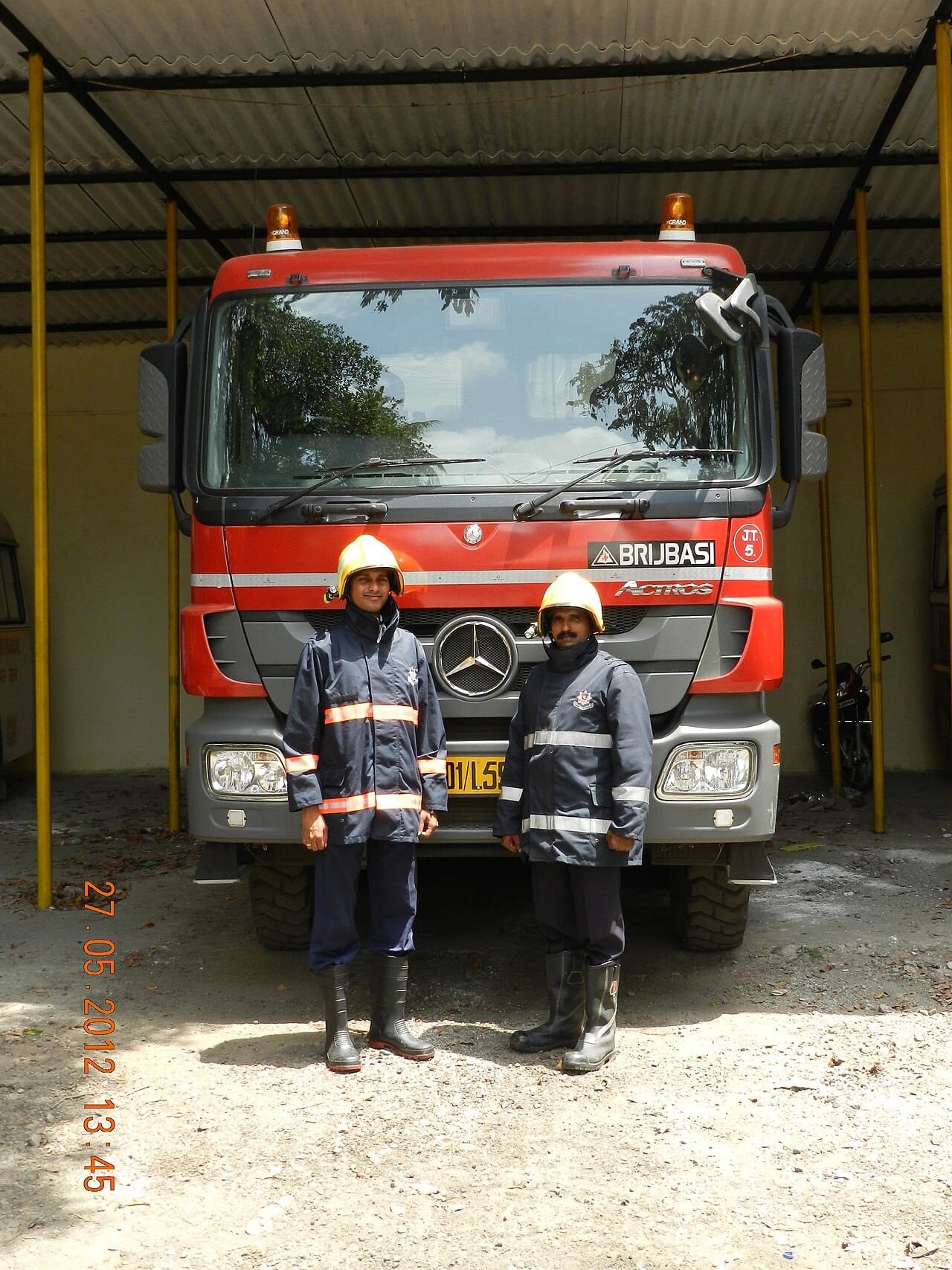 Modern firefighting protective equipment issued to a municipal brigade.