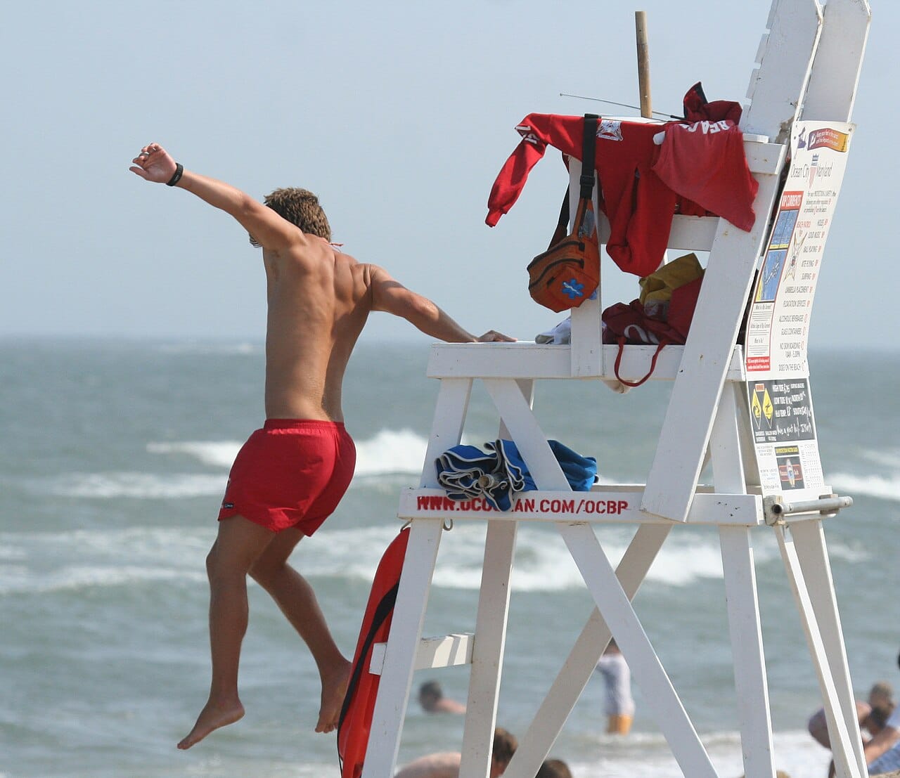 Lifeguard jumping into action, Ocean City, June 27 ,2007