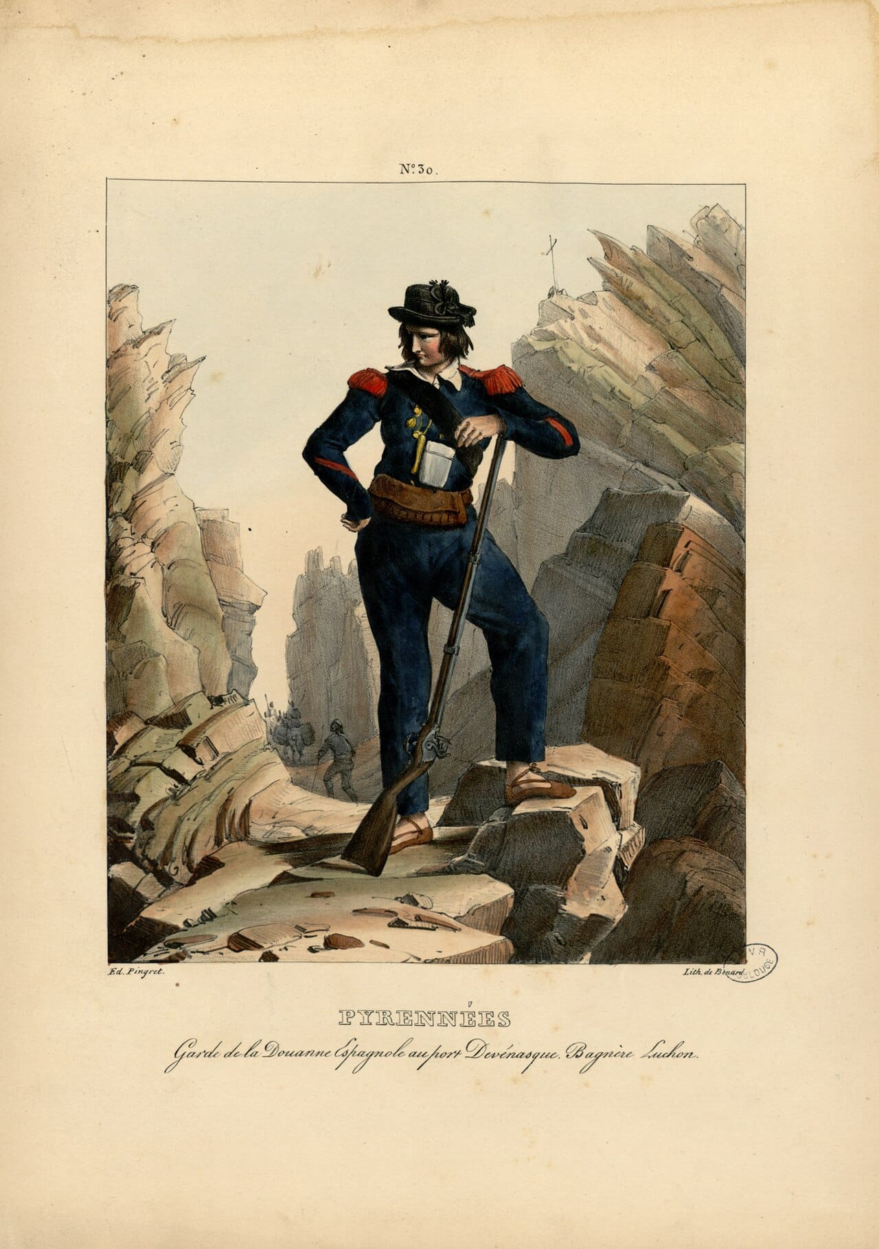 Pyrénées - Garde de la douanne espgnole au port de Vénasque, Bagnère Luchon (sic) - Fonds Ancely - B315556101 A PINGRET 032