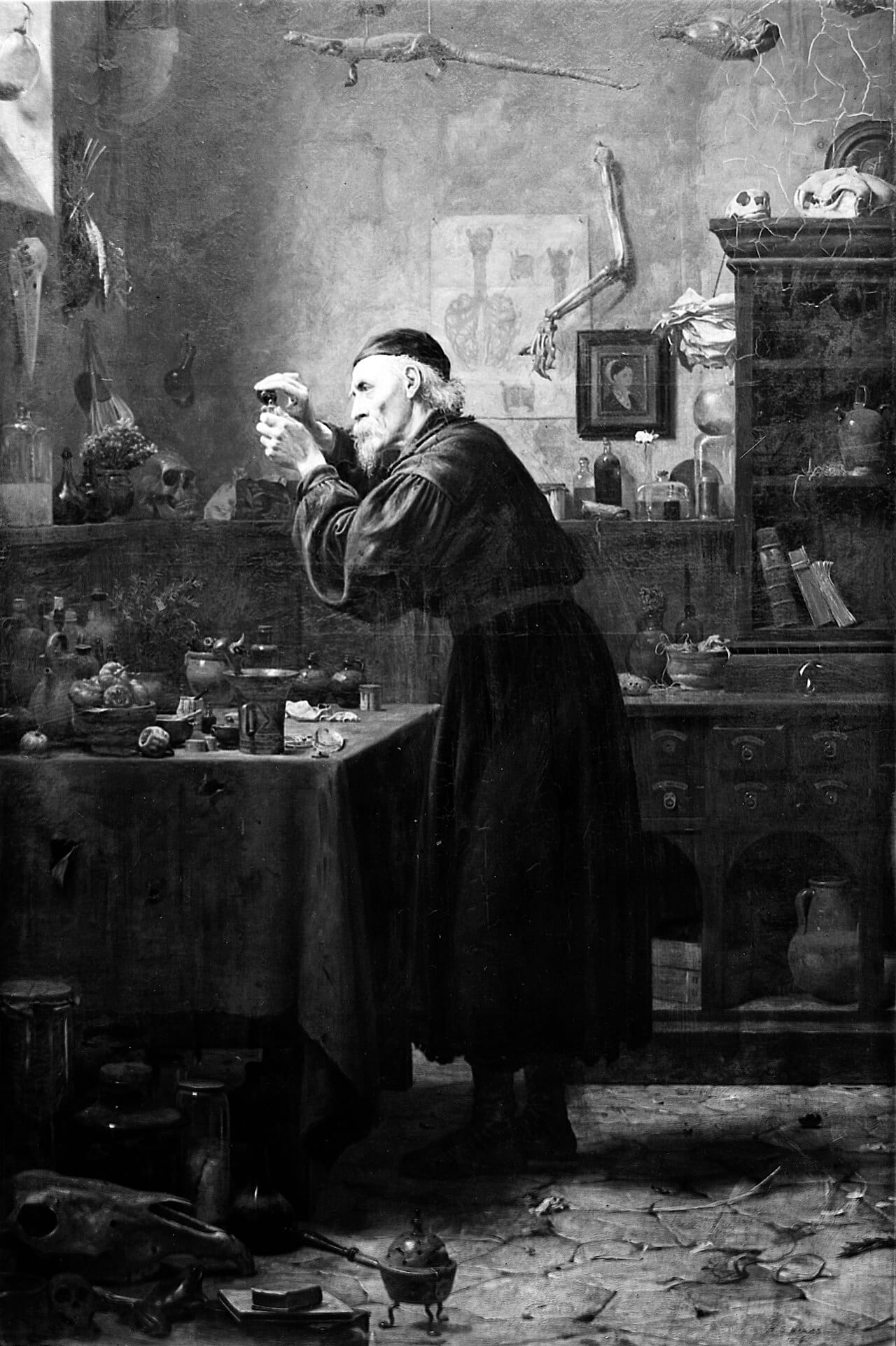 An apothecary; oil painting by Stacey, probably 19th c. Wellcome M0003359