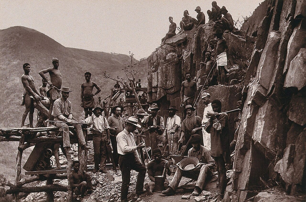Miners at the De Kaap gold fields, South Africa.