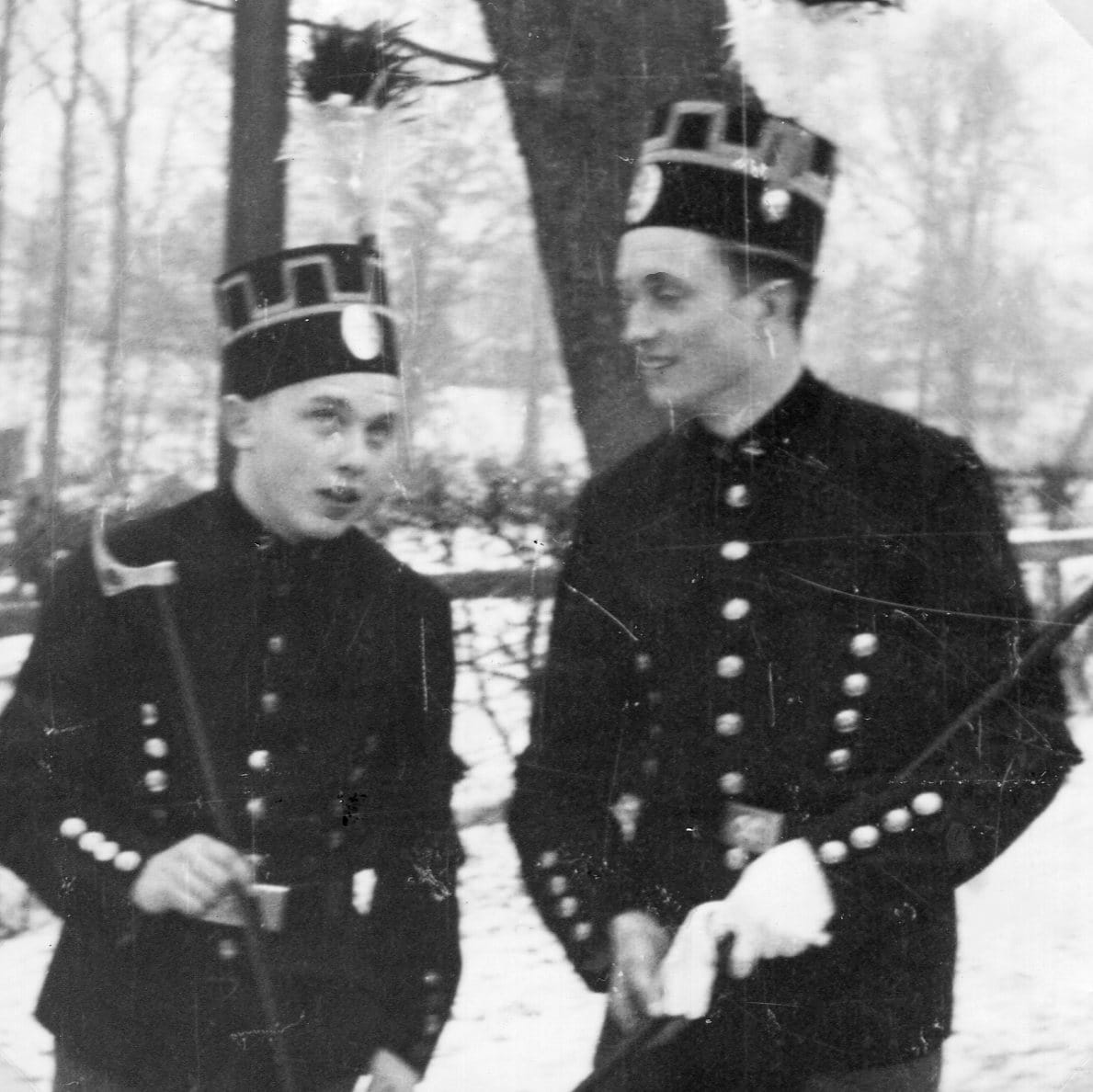 Two miners in ceremonial dress at a Barbarafest, 1950.