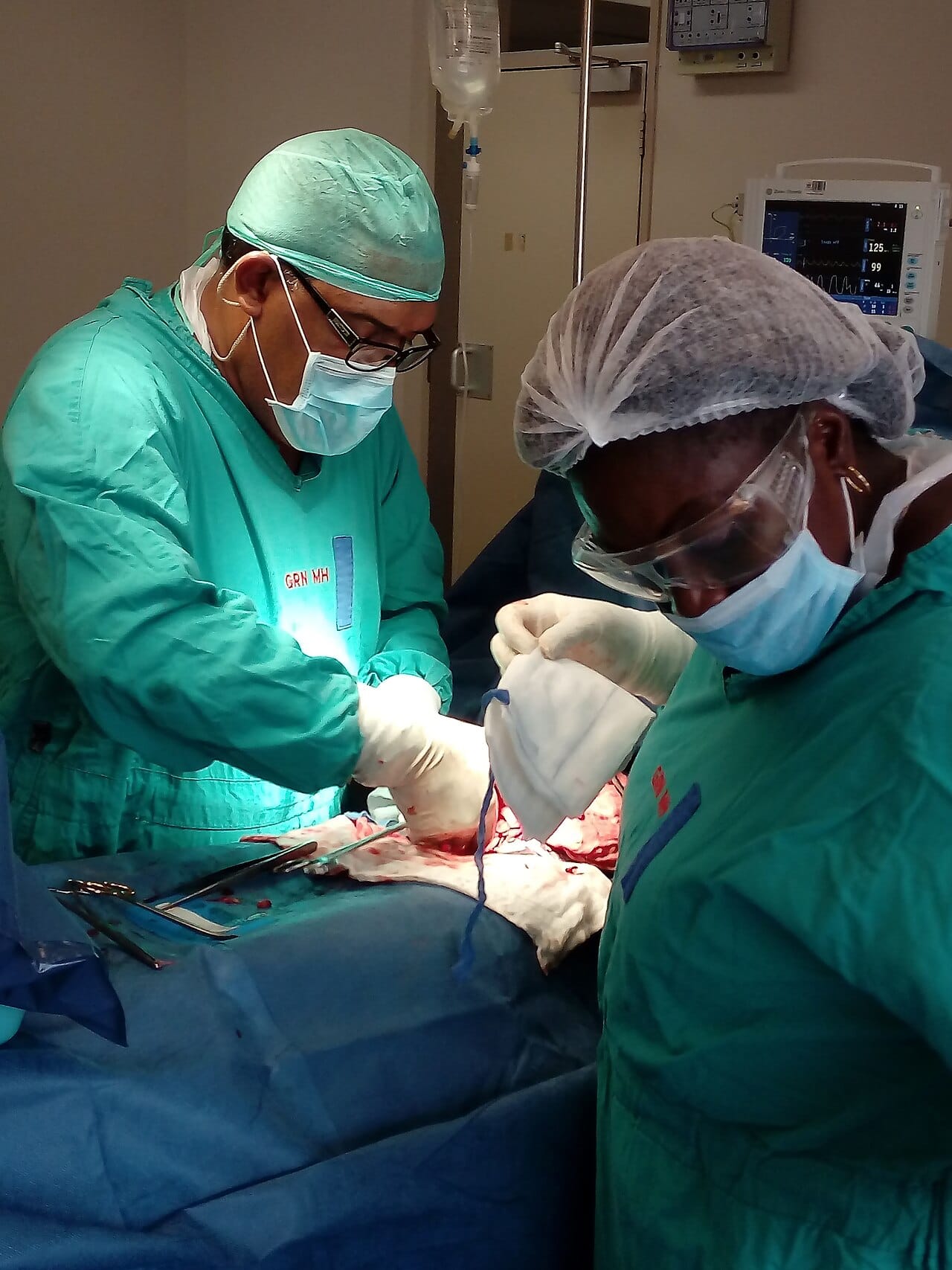 A surgeon at work in a hospital in Namibia.