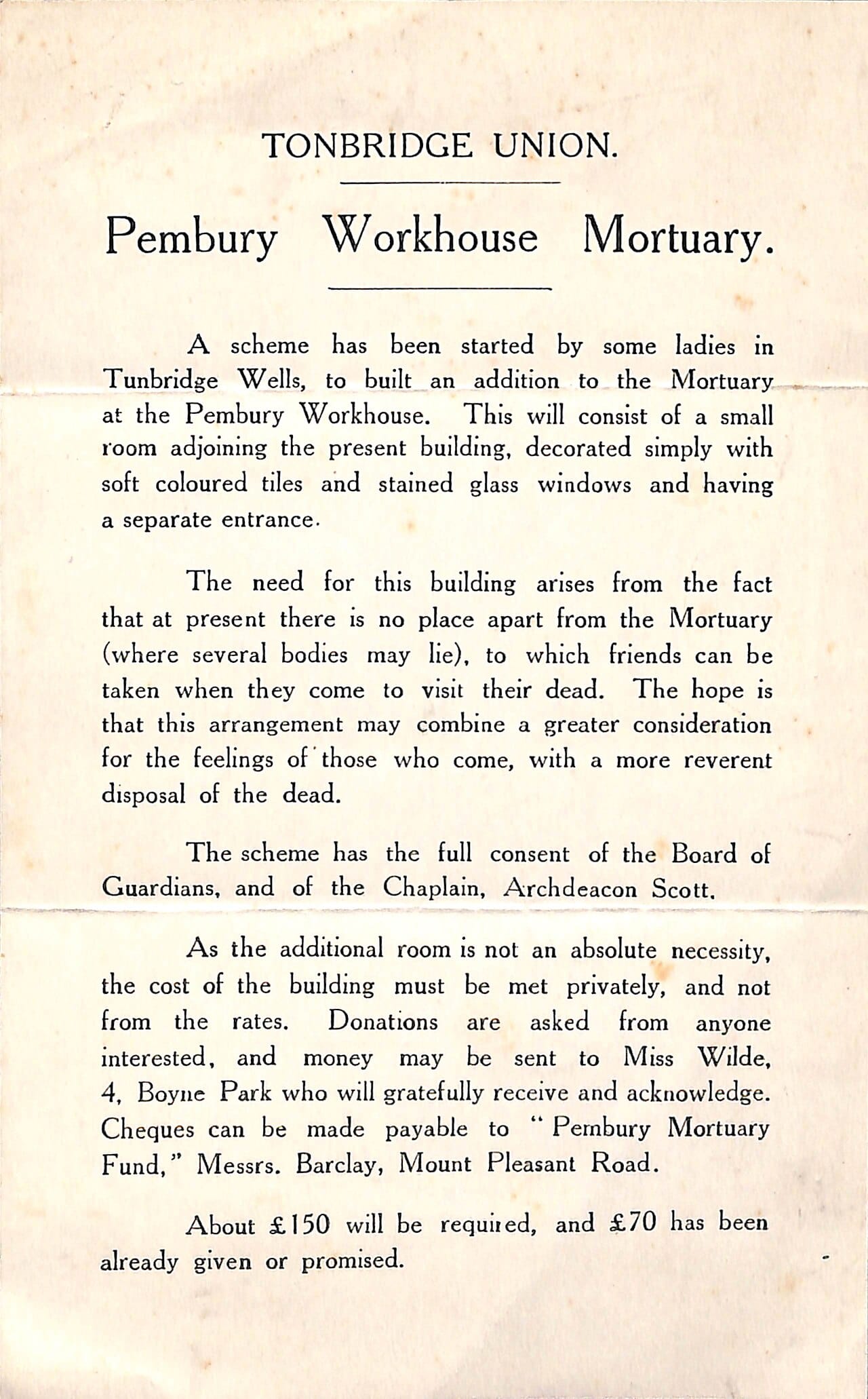 Pembury Workhouse Mortuary appeal
