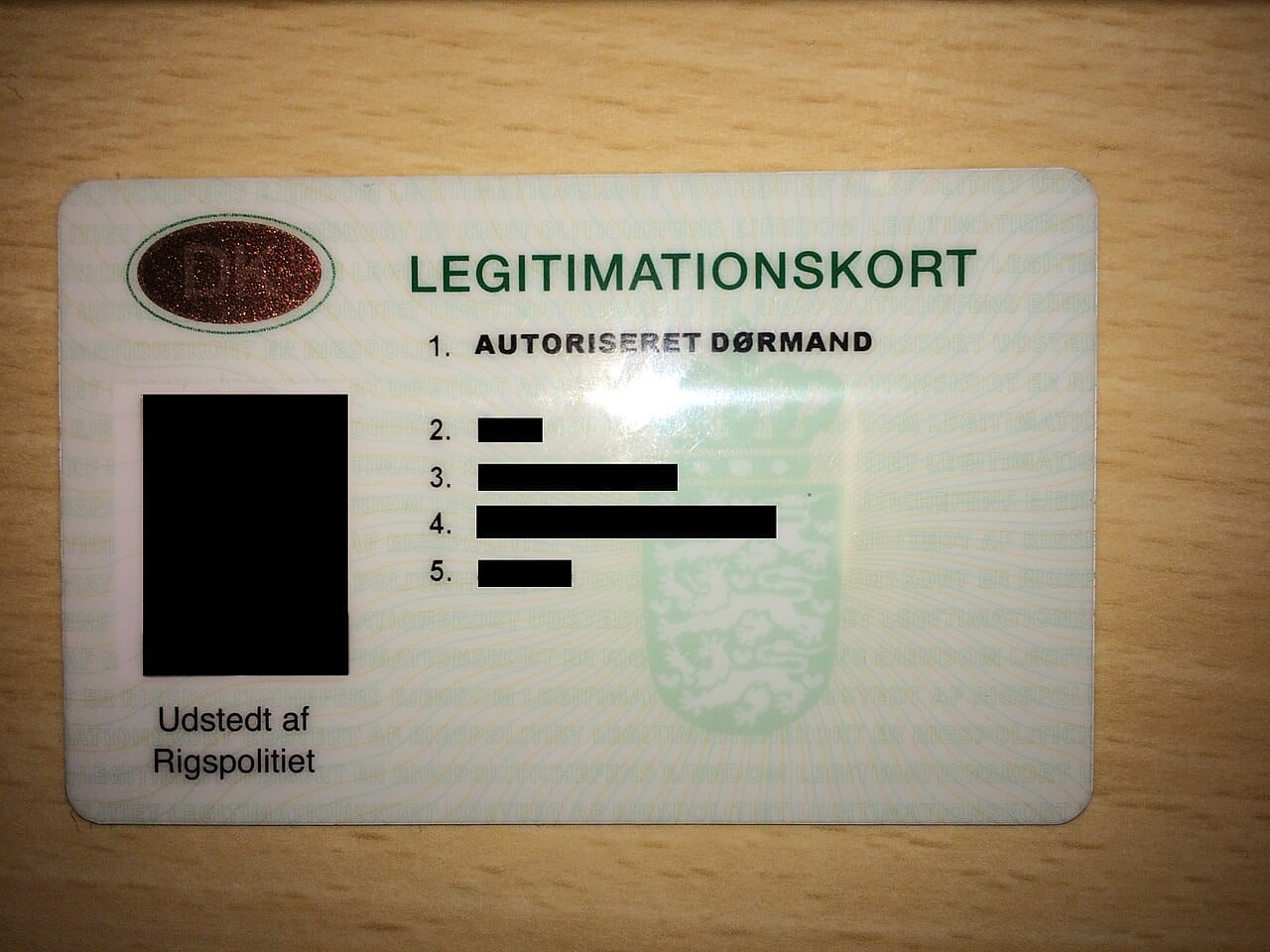 Danish Bouncer Identification Card
