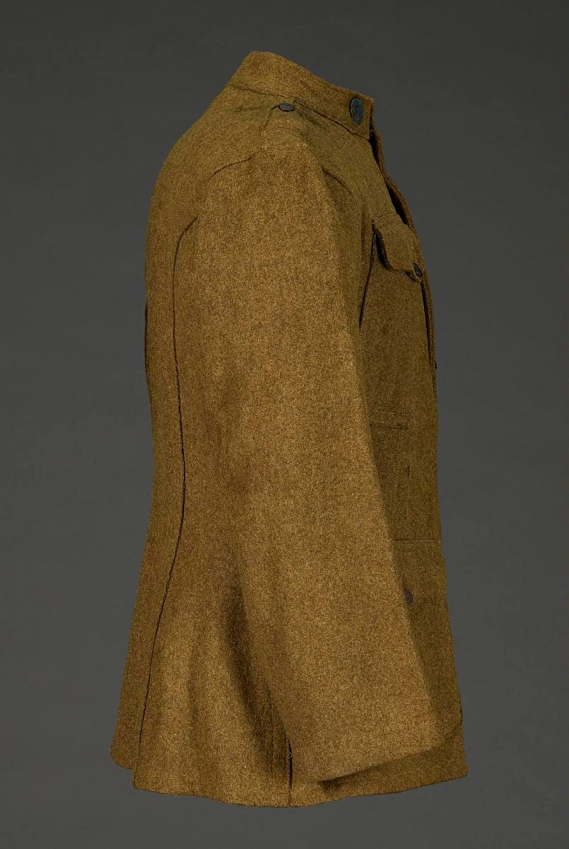 A detail of the same garment, the cloth close enough to read.