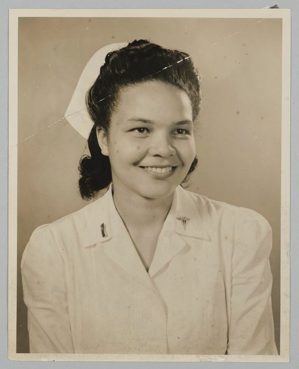 Lt. Louise Lomax photographed in her Army Nurse Corps uniform, 1943–1947.