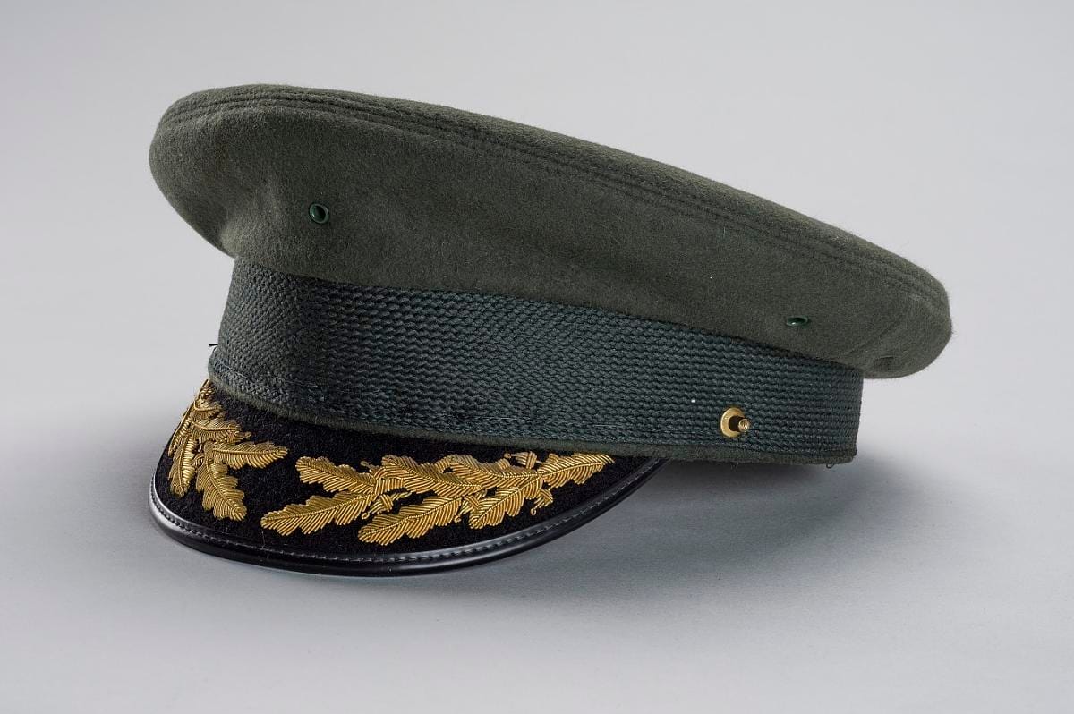 An army green service uniform shirt.