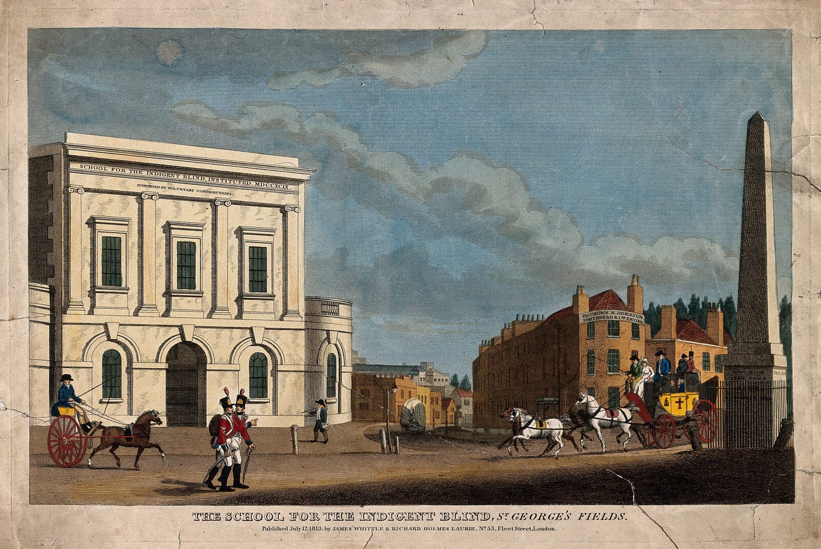 The blind school at Southwark, coloured engraving of 1813.