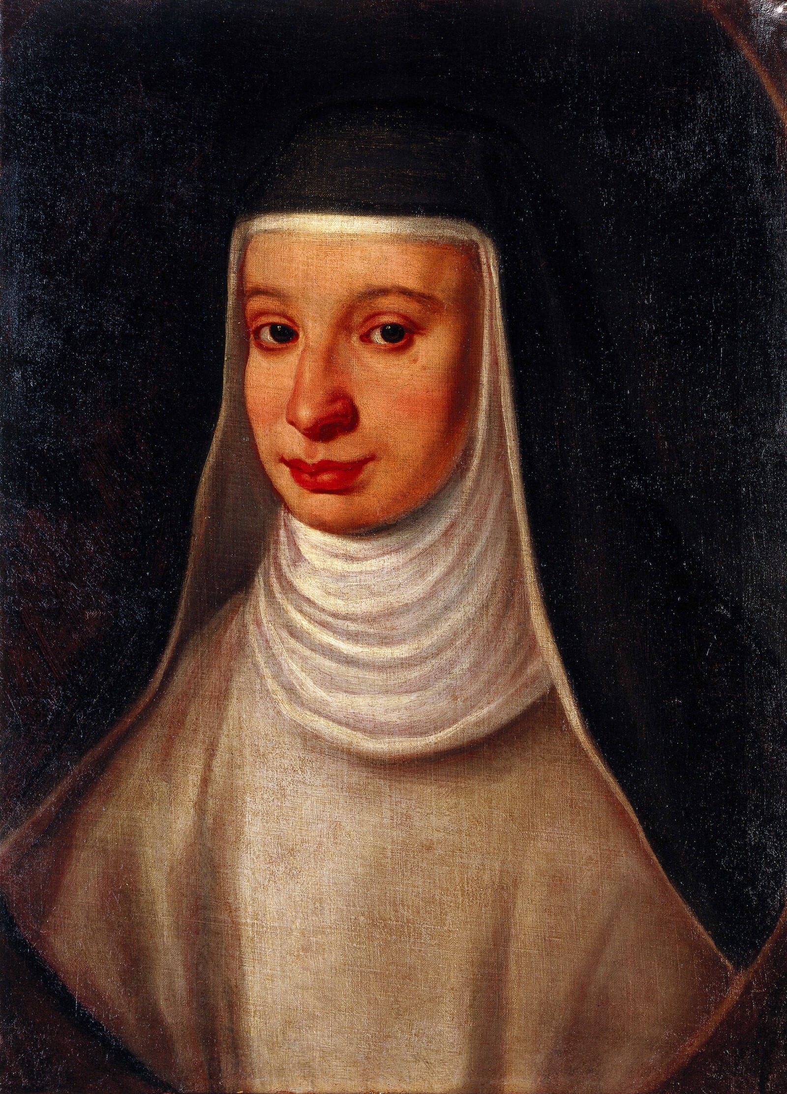 A painted portrait of a nun, traditionally identified as Suor Maria Celeste.