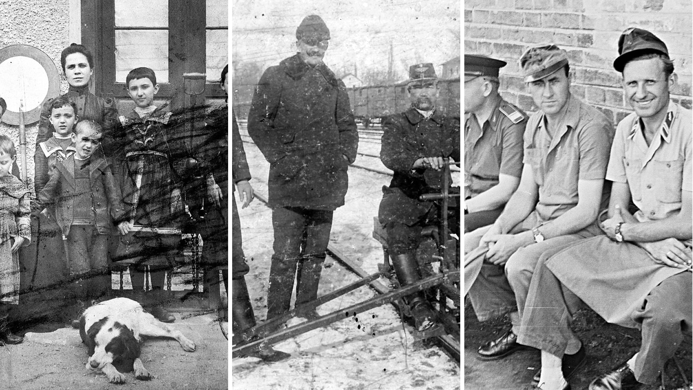 Three photographs of railway staff in uniform, Hungary, early twentieth century
